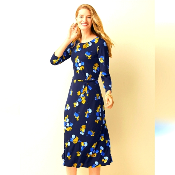 Talbots Jersey Twist Midi Dress sz 6 - Picture 1 of 14